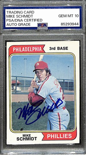 1974 Topps Mike Schmidt Phillies #283 Card Signed PSA/DNA GEM MINT 10 187938