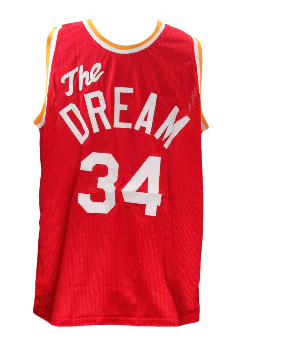 Hakeem Olajuwon Signed/Auto Red Custom Basketball Jersey Rockets JSA 192200