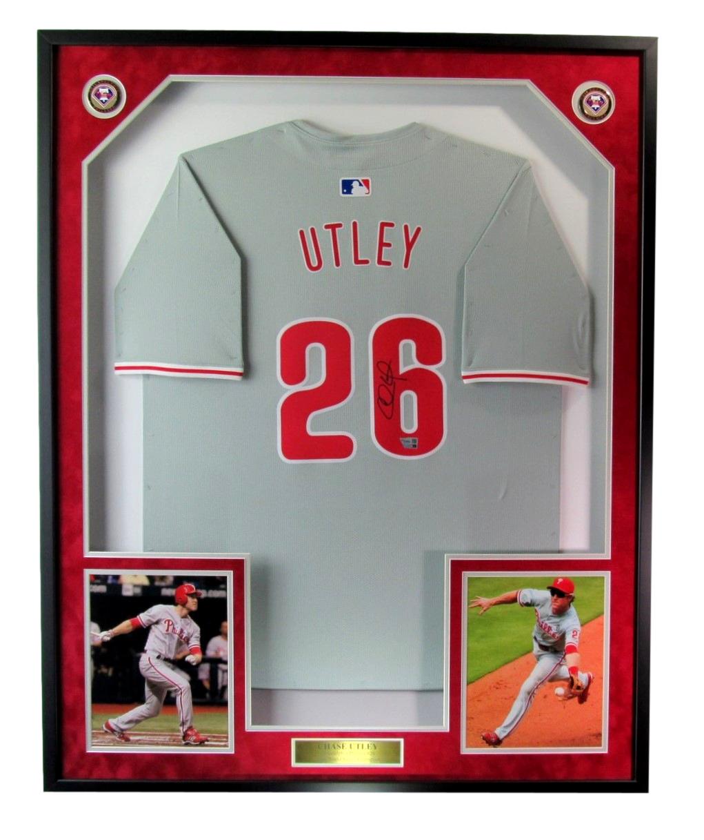 Chase Utley Autographed Philadelphia Phillies Jersey Framed Fanatics 188749