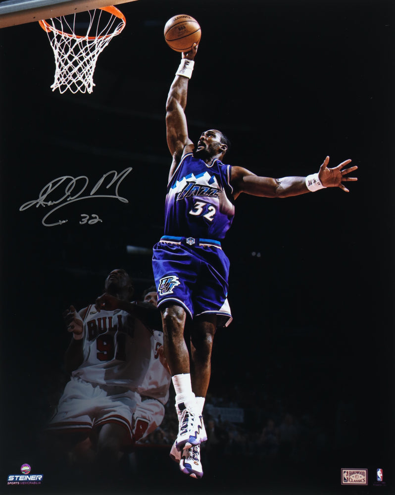 Karl Malone Utah Jazz Autographed/Inscribed 16x20 Photo Steiner 187505