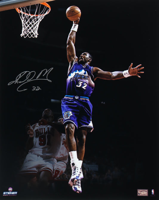 Karl Malone Utah Jazz Autographed/Inscribed 16x20 Photo Steiner 187505