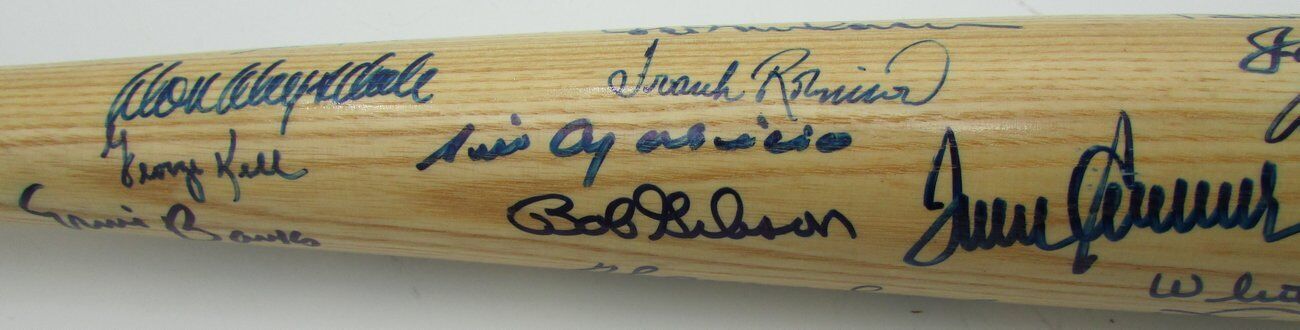 Hall of Fame HOF Baseball Bat Signed by 36 HOFers Koufax,Seaver,Stargell + PSA