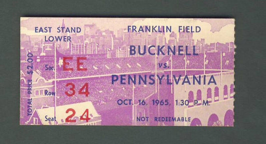 Bucknell vs Penn Ticket Stub 10-16-1965 142225