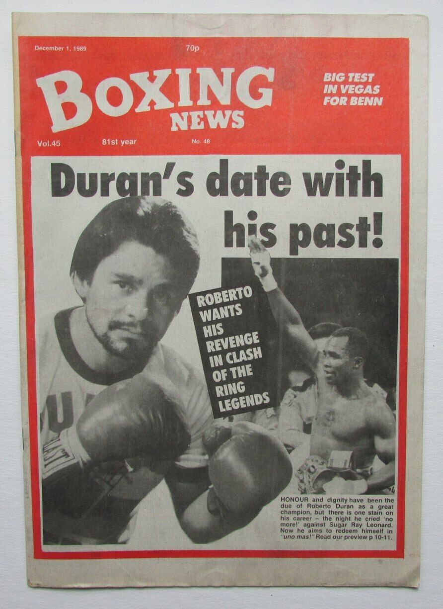 December 1, 1989 Boxing News Magazine Roberto Duran Sugar Ray Leonard