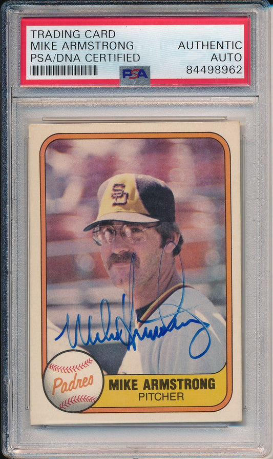 Mike Armstrong San Diego Padres Signed/Auto 1981 FLEER Card #503 PSA/DNA 166110