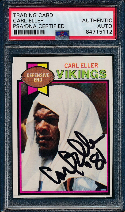 1979 TOPPS Carl Eller HOF #406 Card Signed Minnesota Vikings PSA/DNA 176368