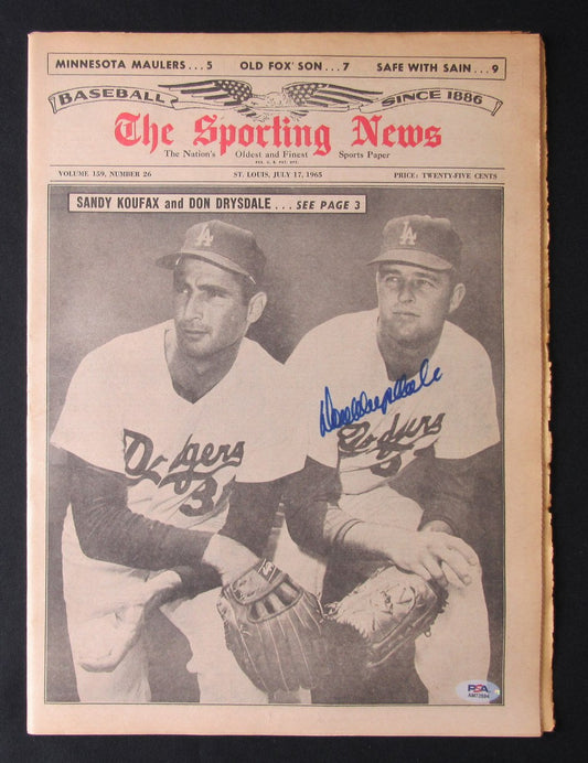 Don Drysdale HOF Signed July 17, 1965 The Sporting News Newspaper PSA/DNA 184623