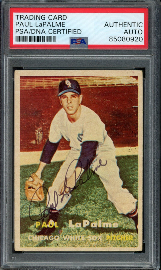 Paul LaPalme Signed 1957 Topps Card #344 Chicago White Sox PSA/DNA 184171