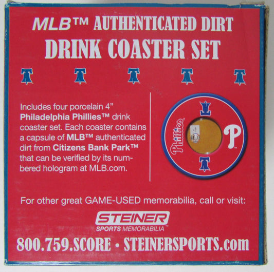 2010 Philadelphia Phillies MLB Authenicated Dirt Drink Coaster Set  147542