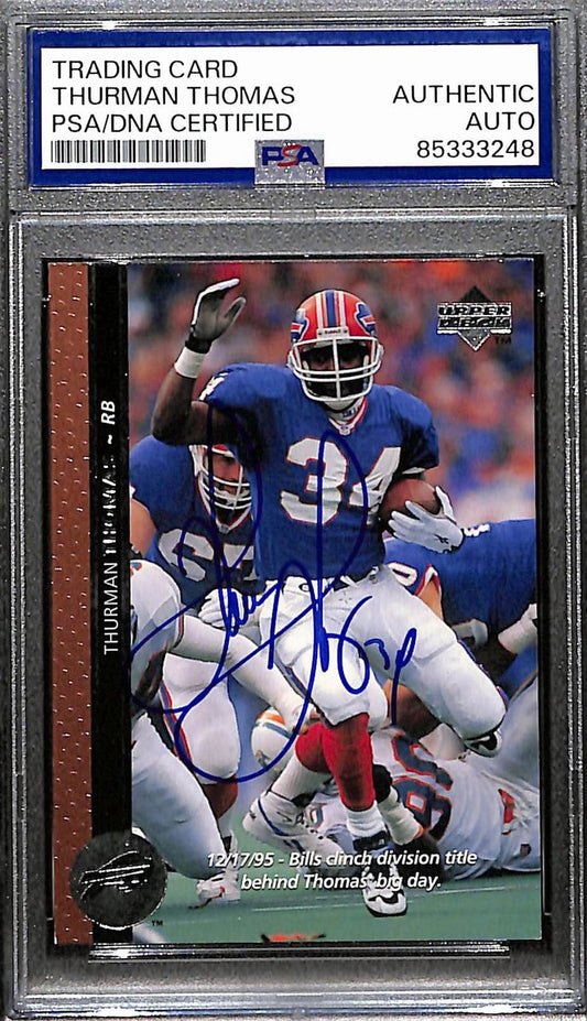 Thurman Thomas HOF Signed/Autographed 1996 Upper Deck Card #64 Bills PSA 192499