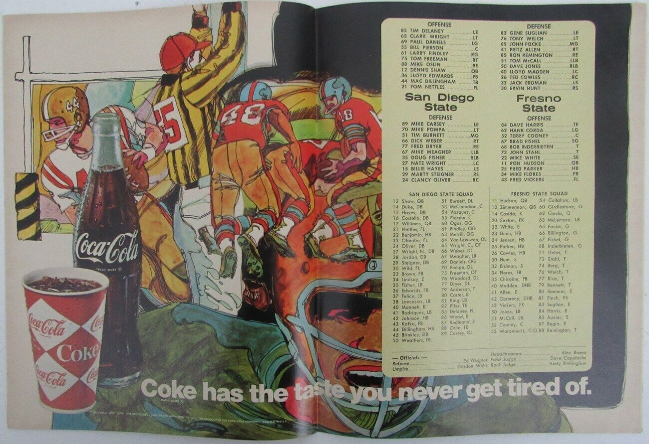 1968 San Diego State vs. Fresno State Football Game Program 148770