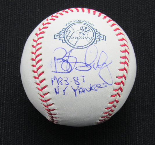 Bob Shirley Signed/Auto Yankees 100th OML Baseball JSA Inscr  186860