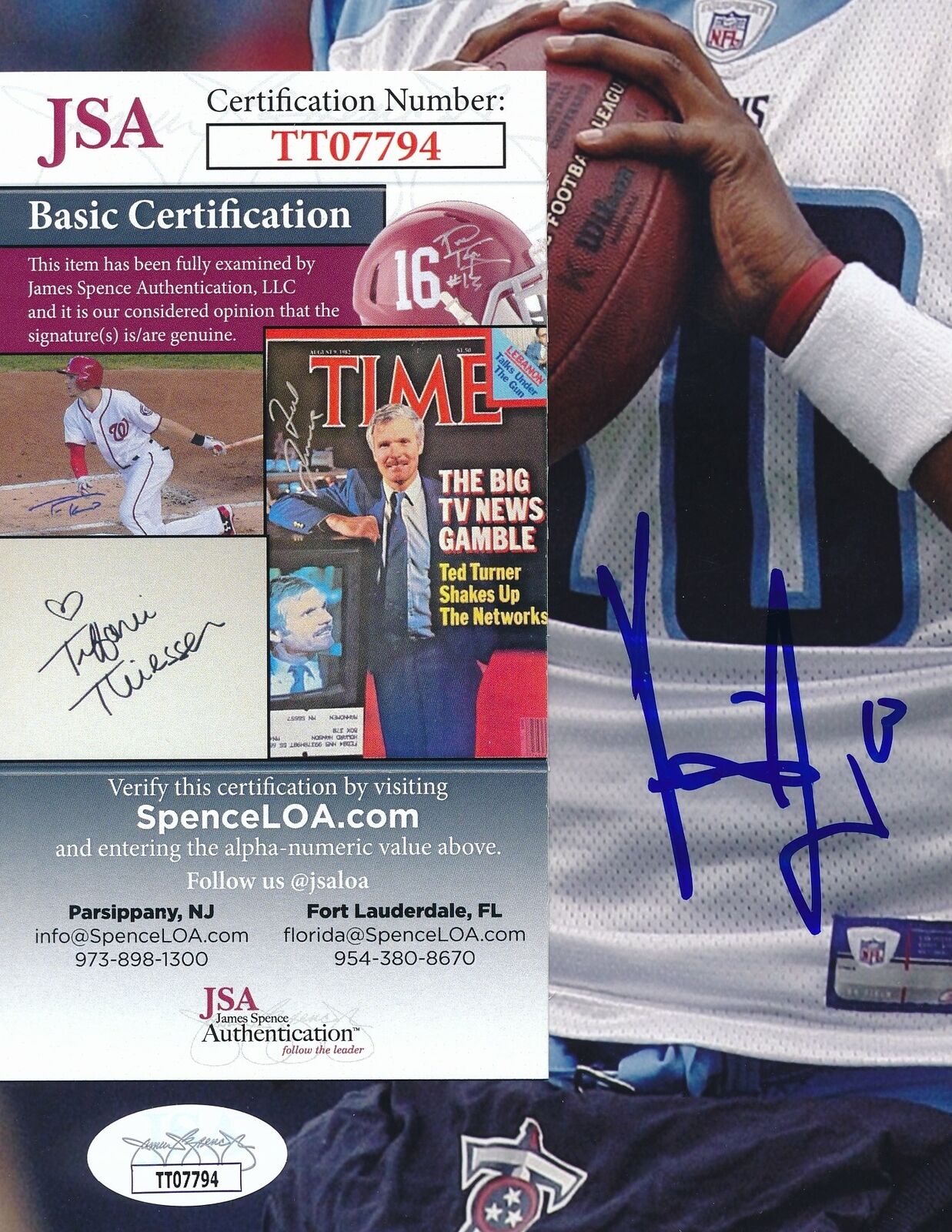 Vince Young Tennessee Titans Signed/Autographed 8x10 Photo JSA 164653