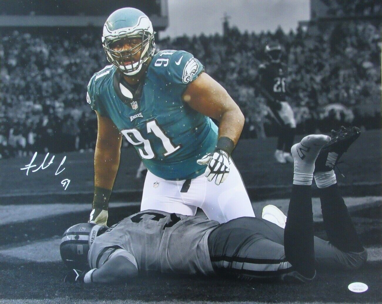 Fletcher Cox Eagles Signed/Autographed 16x20 Spotlight Photo JSA 146896