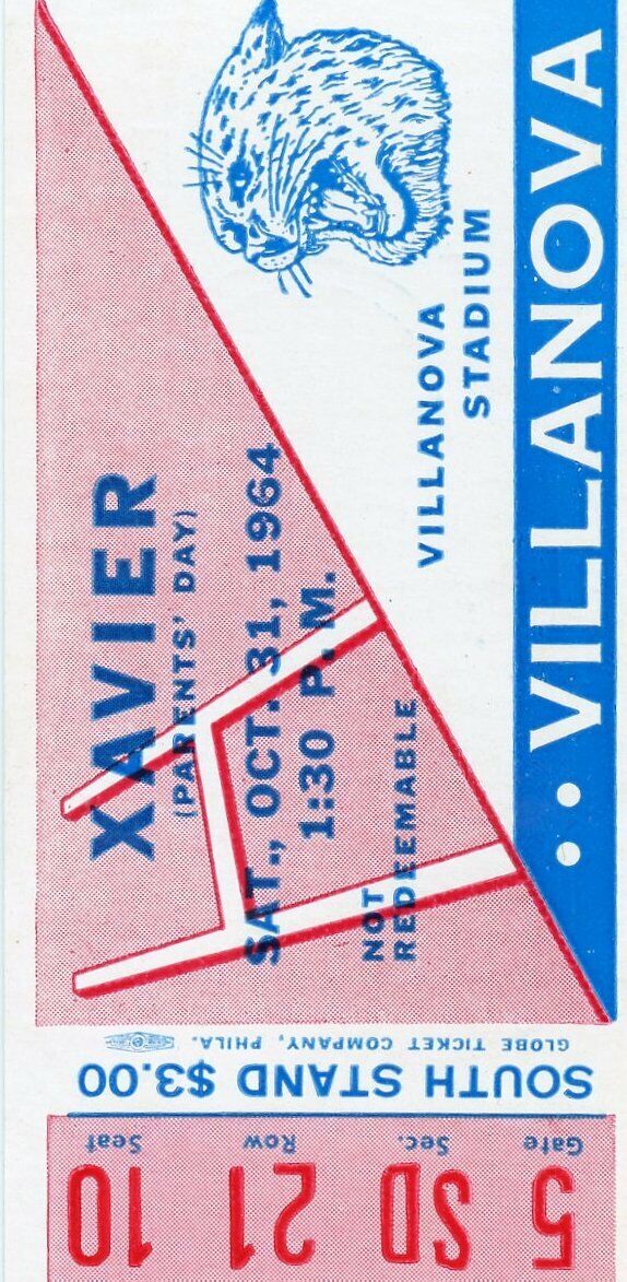 Xavier Ticket Stub 10/31/1964 vs Villanova 142350