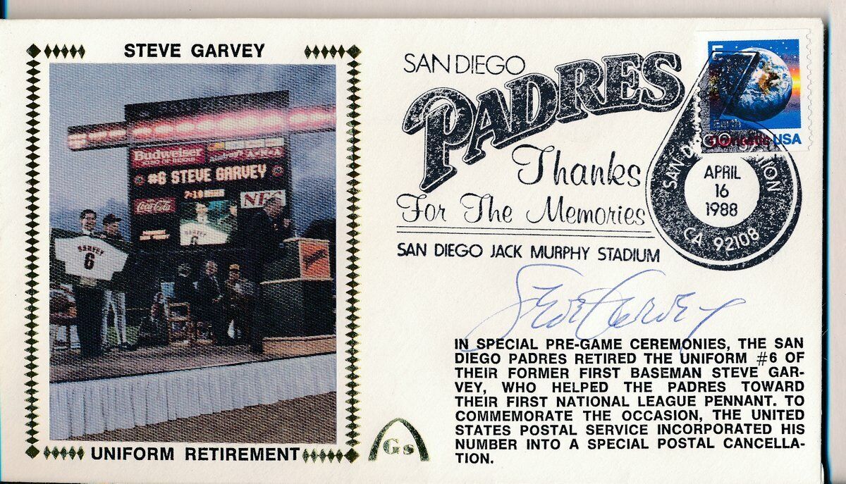 Steve Garvey Padres Uniform Retirement Signed First Day Cover Envelope 140880