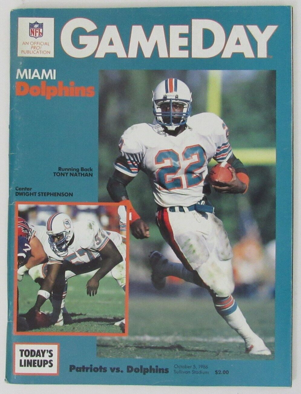 October 5, 1986 New England Patriots vs. Miami Dolphins NFL GameDay Program