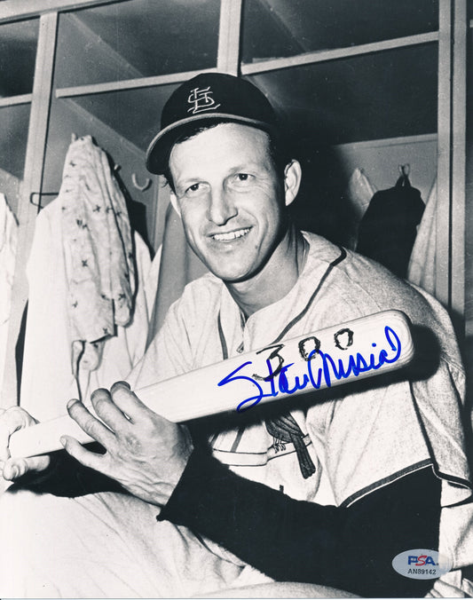 Stan Musial HOF Signed/Autographed 8x10 B/W Photo Cardinals PSA/DNA 191850