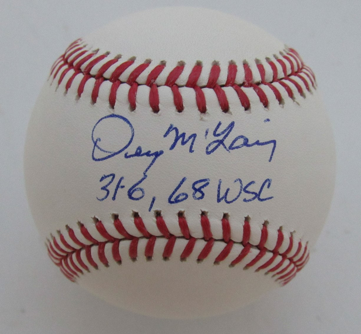 Denny McLain Autographed/Inscribed OML Baseball Tigers JSA 189363