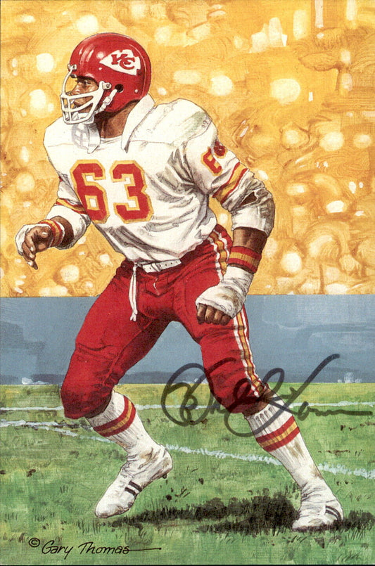 Willie Lanier HOF Autographed Goal Line Art GLAC Postcard Kansas City Chiefs JSA