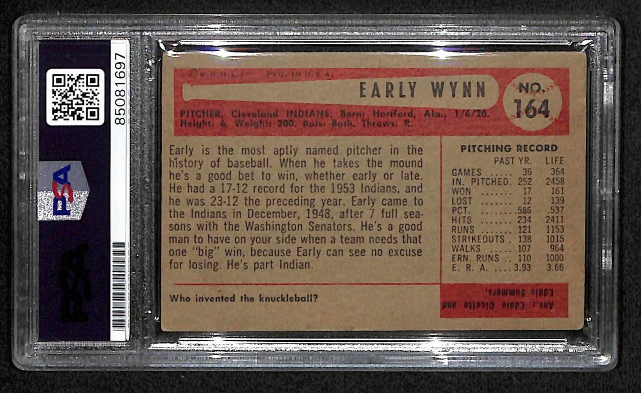 Early Wynn HOF Signed 1954 Bowman Card #164 Cleveland Indians PSA/DNA 184494