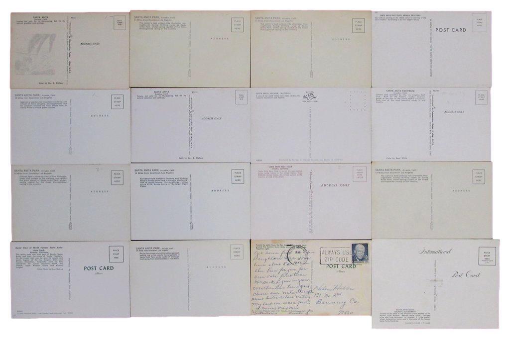 Lot of (15) Postcards from Santa Anita Park Horse Racing Track Arcadia, CA