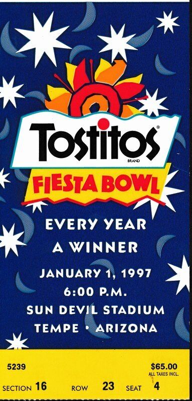 1997 Fiesta Bowl Ticket Stub Penn State vs. Texas January 1, 1997 144034