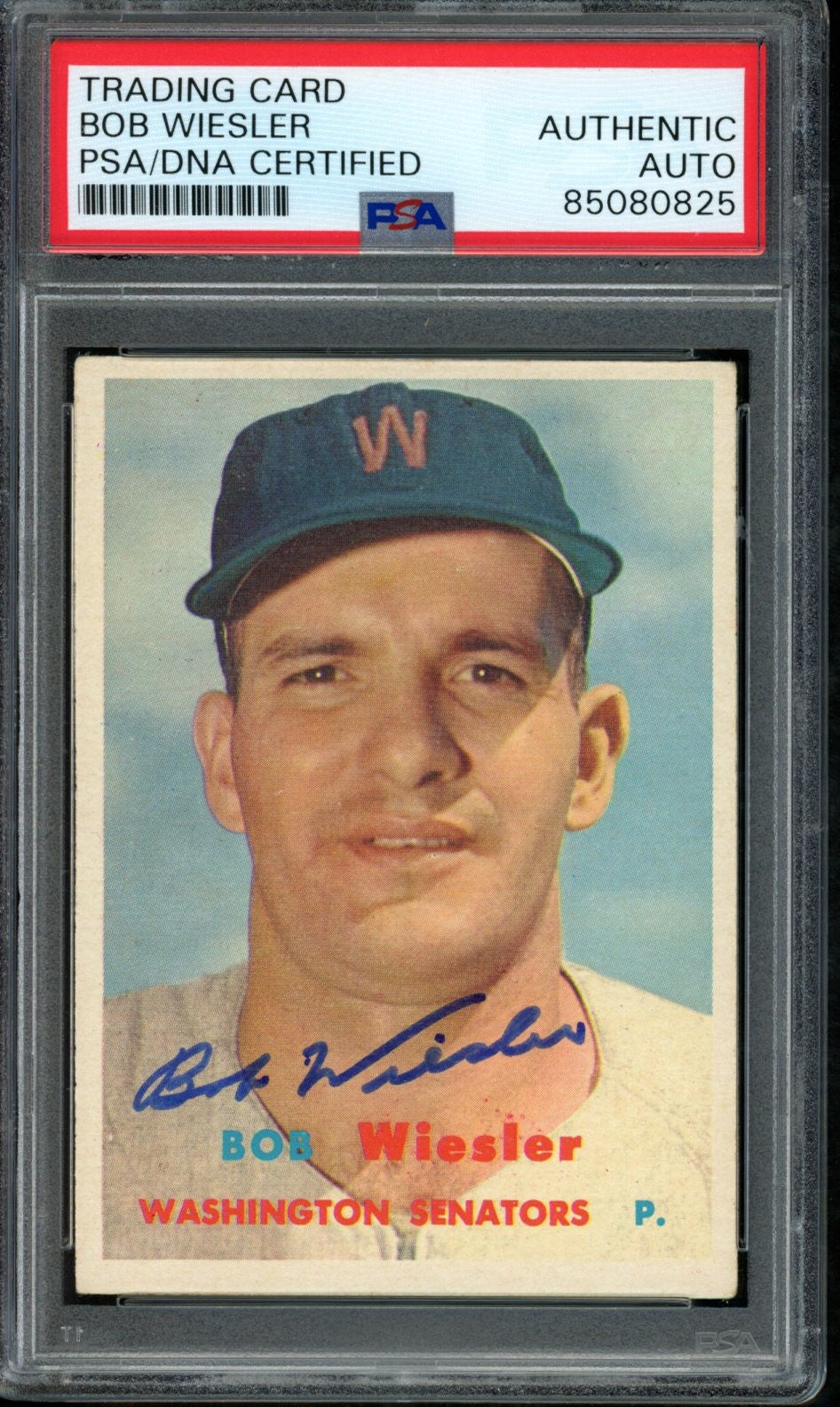 Bob Wiesler Signed 1957 Topps Card #126 Washington Senators PSA/DNA 184182