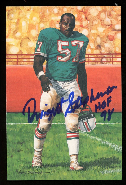 Dwight Stephenson HOF Autographed Goal Line Art GLAC Postcard Dolphins JSA