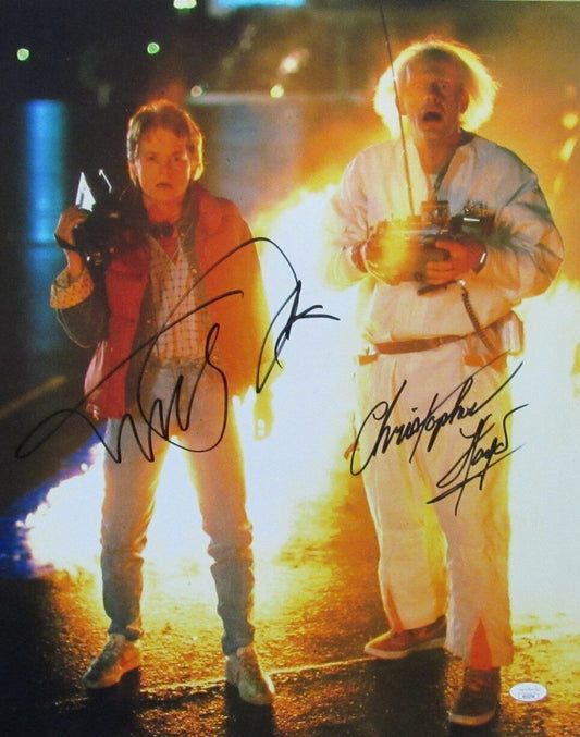 Michael J Fox/Christopher Lloyd Autographed 16x20 Photo "Back to the Future" JSA