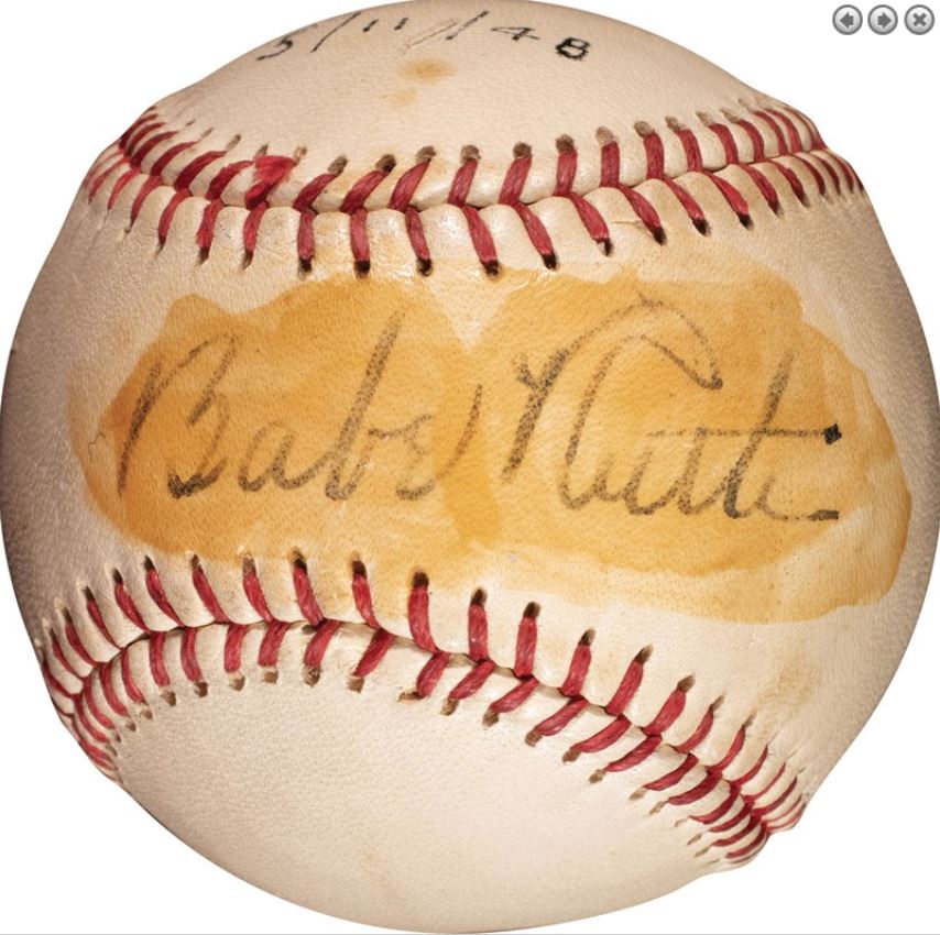 1948 Babe Ruth Single-Signed Baseball PSA/DNA LOA - Auto Grade 6 184963