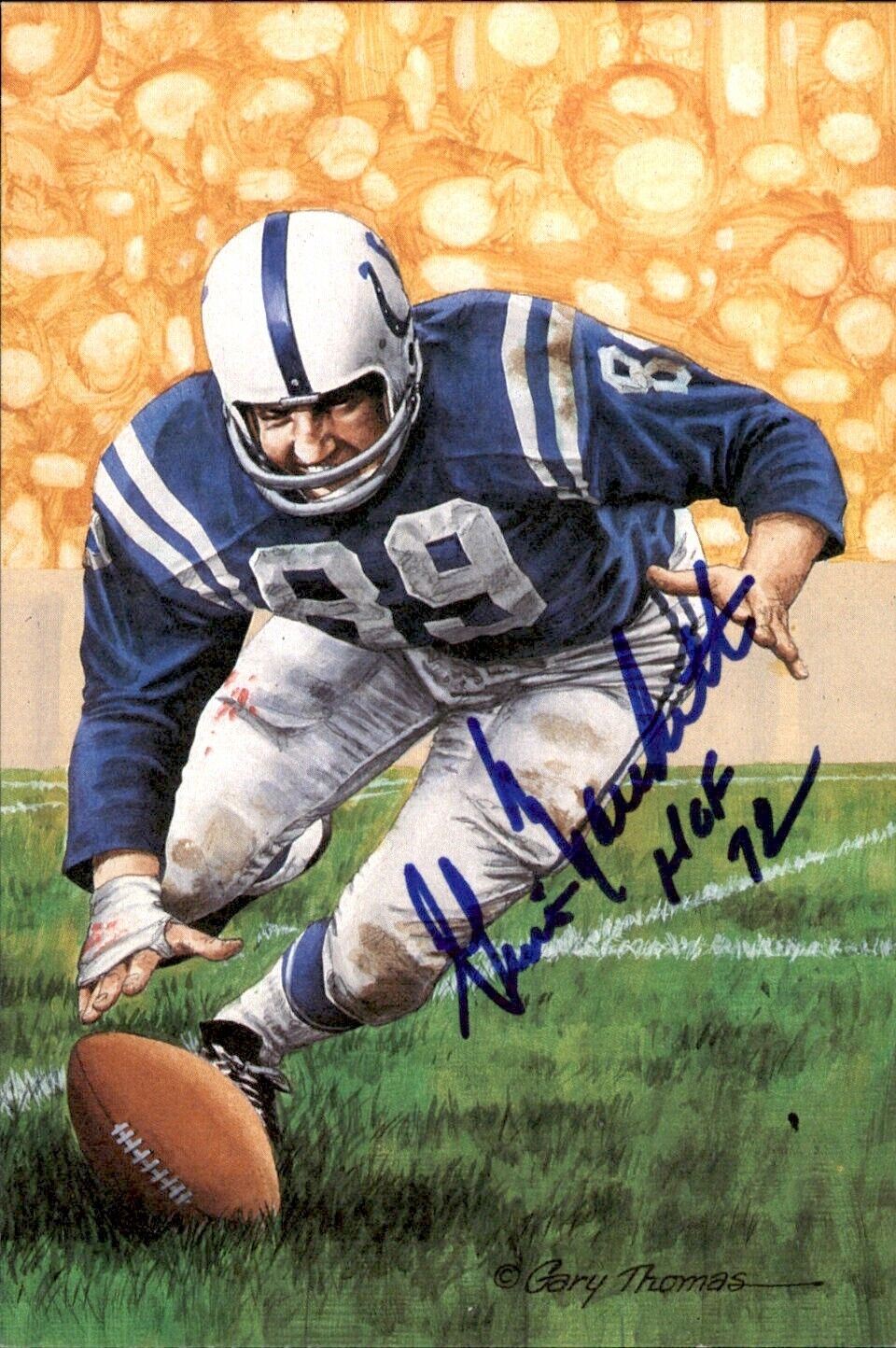 Gino Marchetti HOF Autographed Goal Line Art GLAC Postcard Baltimore Colts JSA