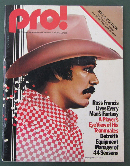 1977 Pro! New England Patriots vs. Buffalo Bills Program 11/20 Russ Francis
