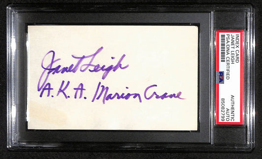 Janet Leigh Autographed/Inscribed 3x5 Index Card "Marion Crane" PSA/DNA 184291