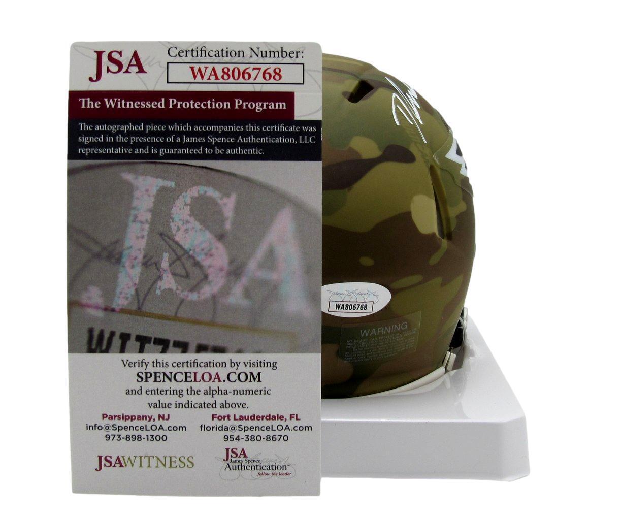 D'Andre Swift Autographed Camo Alternate Mini Helmet Eagles JSA 180005