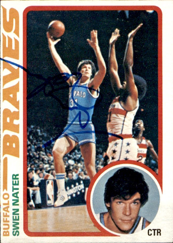 Swen Nater Autographed 1978-79 TOPPS Basketball Card #23 Braves 182989