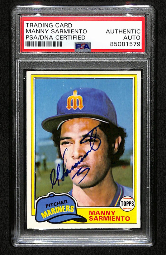 Manny Sarmiento Signed 1981 Topps Card #649 Seattle Mariners PSA/DNA 184519