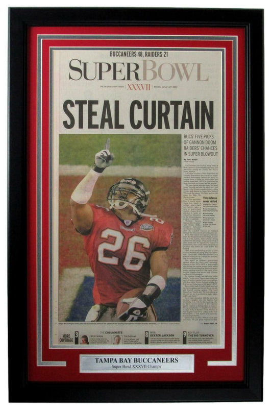 Buccaneers 2003 Super Bowl XXXVII Champs San Diego Tribune Framed 157866