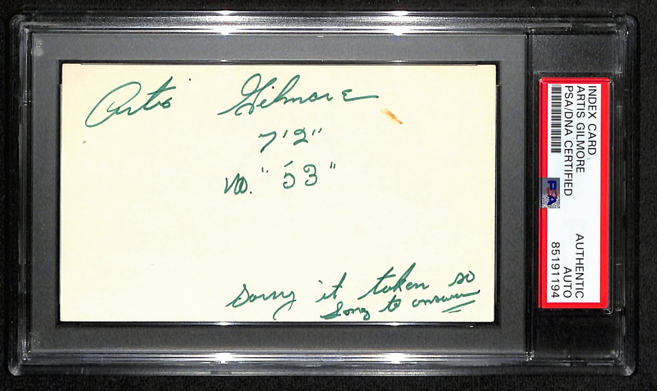 Artis Gilmore HOF Signed/Inscribed 3x5 Index Card Rookie Year PSA/DNA 188546