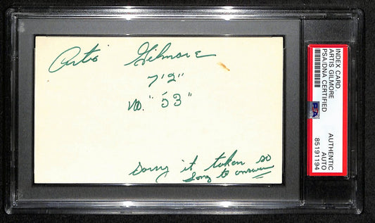 Artis Gilmore HOF Signed/Inscribed 3x5 Index Card Rookie Year PSA/DNA 188546