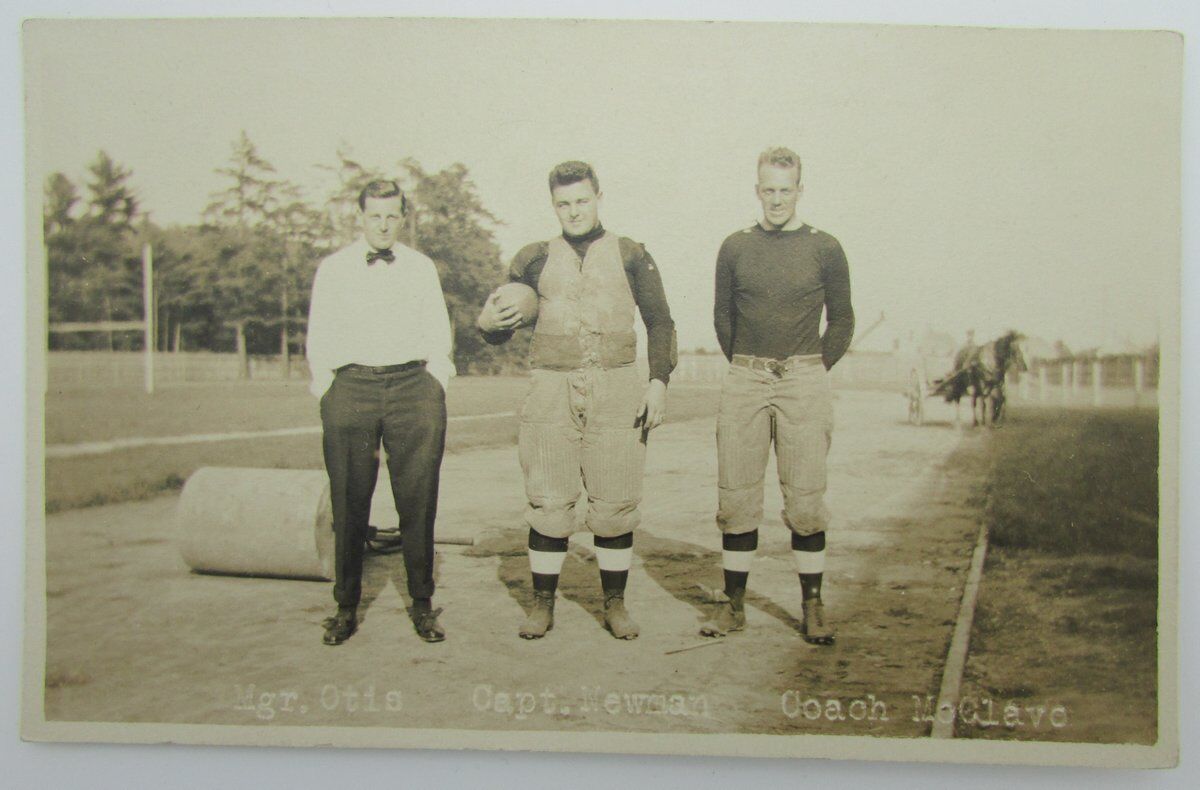 Vintage Postcard with picture of 3 football players in vintage uniforms 140016