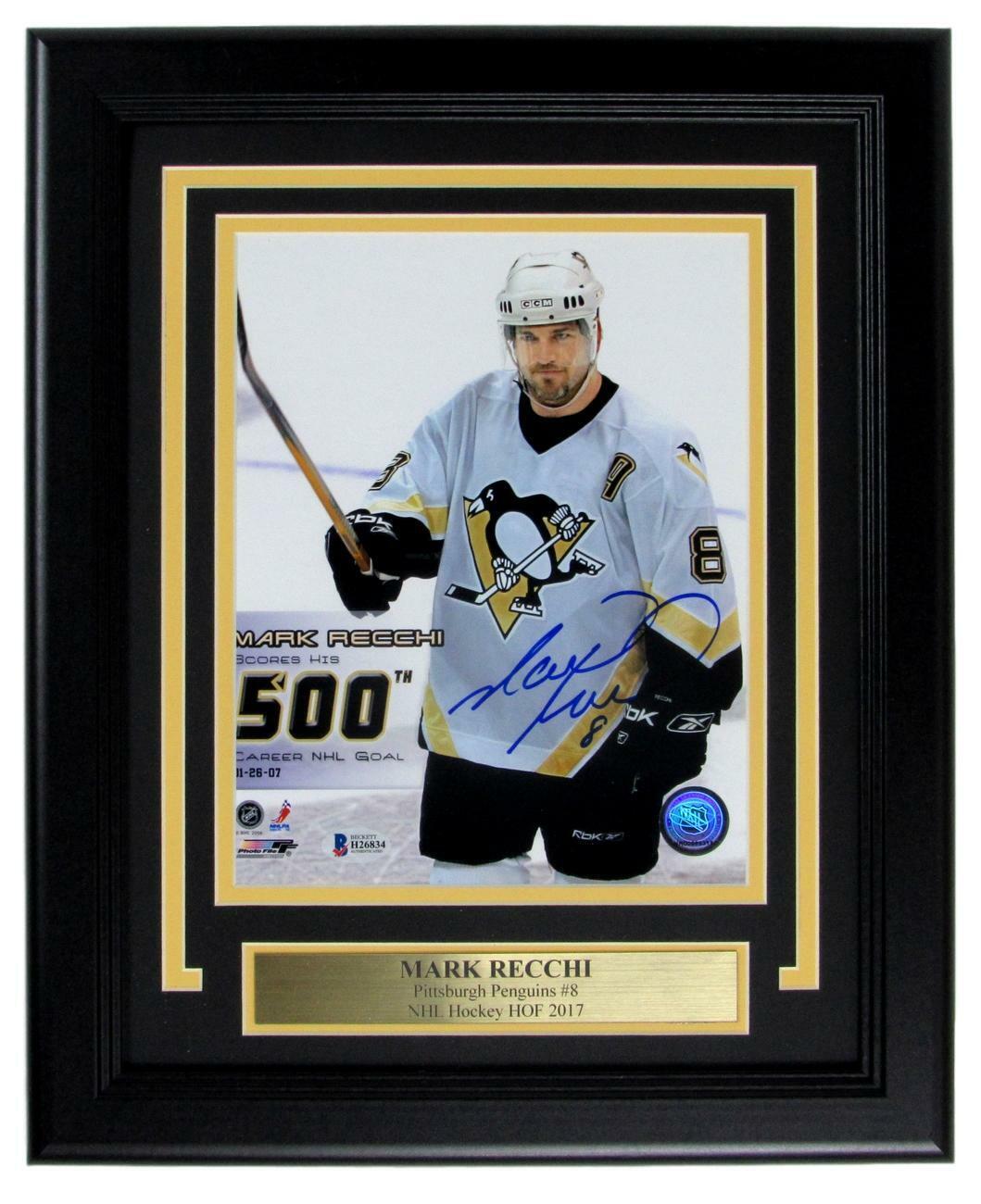 Mark Recchi Penguins HOF Signed/Autographed 8x10 Photo Framed Beckett 155176