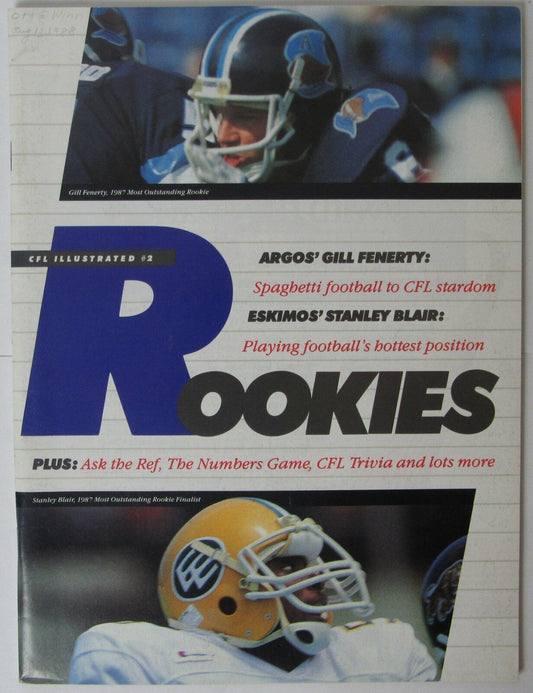 1988 CFL Winnepeg Bombers vs. Ottawa Rough Riders Football Game Program 145678