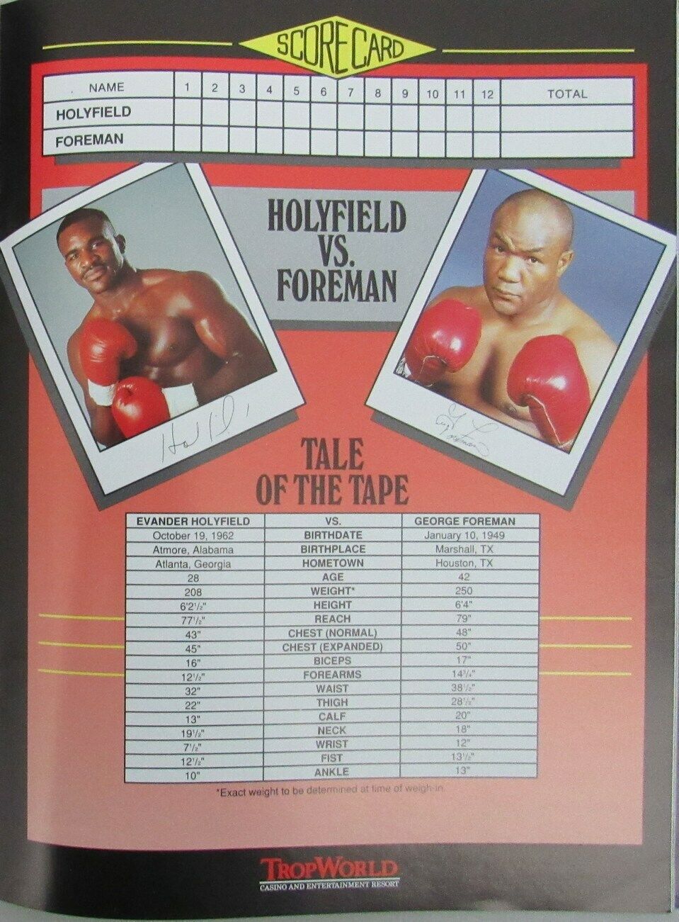 Evander Holyfield vs. George foreman 1991 Heavyweight Champ Program 162275