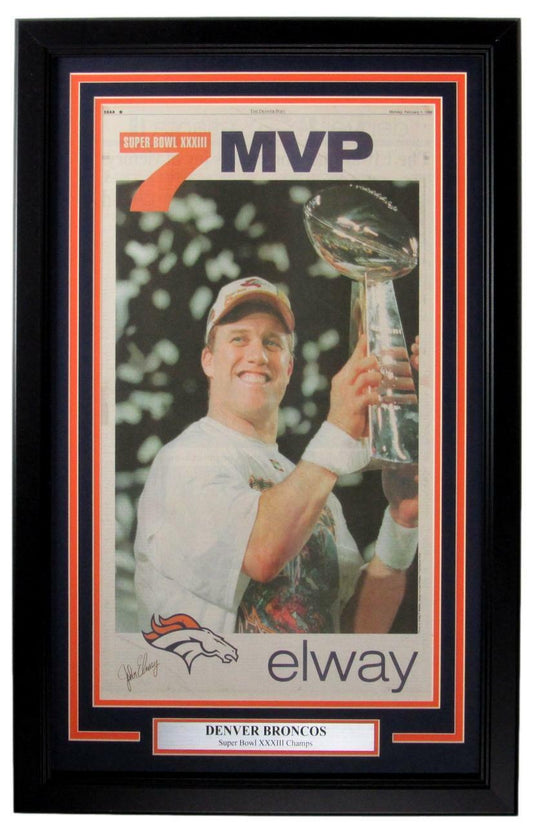 Denver Broncos 1999 Super Bowl XXXIII Champs Denver Post Newspaper Framed 157888