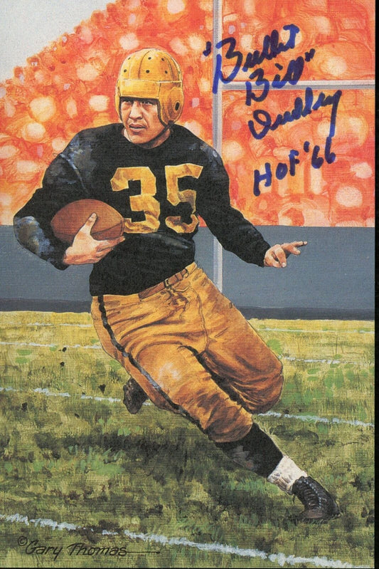 Bill Dudley HOF Autographed/Insc Goal Line Art GLAC Postcard Redskins JSA 177810