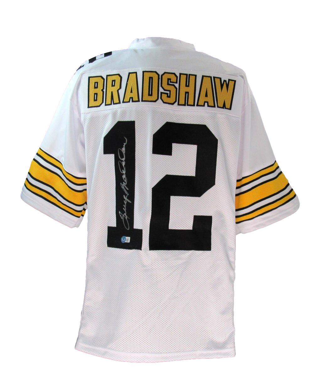 Terry Bradshaw HOF Signed White Custom Football Jersey Steelers Beckett 186190