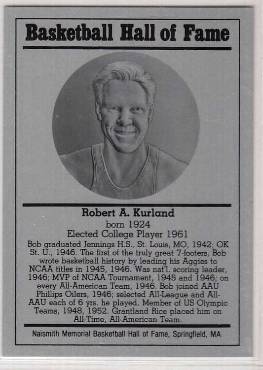 1986-2002 Basketball Hall of Fame Metallic ROBERT A. KURLAND Series 12 128799