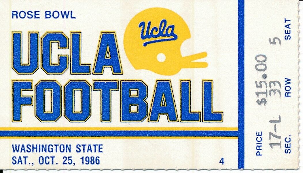 1986 UCLA Bruins vs. Washington State Football Game Ticket Stub 148638