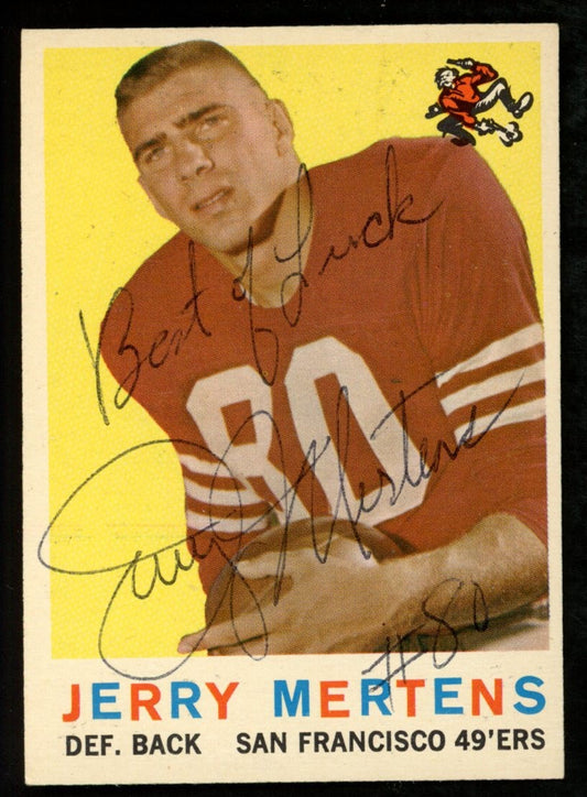 1959 TOPPS Football Card #42 Signed/Inscr Jerry Martens San Francisco 49'ers